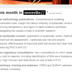 This month in Overcite: work burden of SRs investigated; effect of cookstoves on HAP; and more